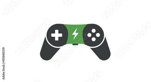 Green gaming controller with buttons.