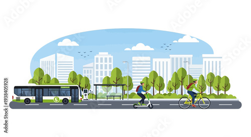 Man Riding Bicycle on City Road.