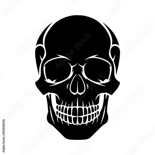 Black skull icon with white details