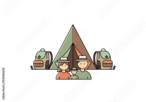 Outdoor Family Camping Adventure with Tent Backpacks and Nature Gear Set for Outdoor Recreation and Travel