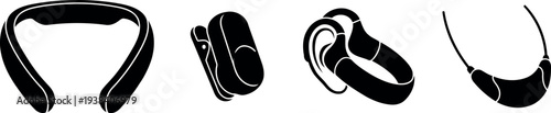 Vector Set of Wearable Technology Device Icons Including Neckband Speaker Fitness Tracker Headset