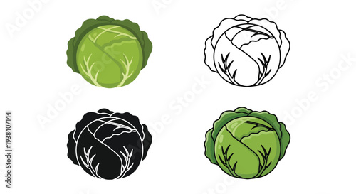 Fresh cabbage icon set vector illustration - SVG and PNG icons - Vector Icons and Stickers - PNG, SVG, EPS - Glyph and solid icon set - Icon vector - Icon Silhouette - Clipart