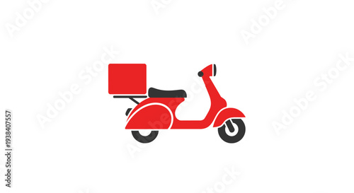 Red Delivery Scooter Side View.
