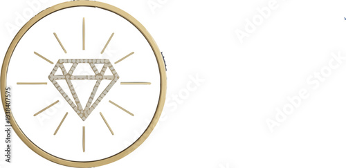 Luxurious golden diamond emblem with radiating light set against dark blue texture