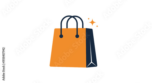 Orange shopping bag with black handles.