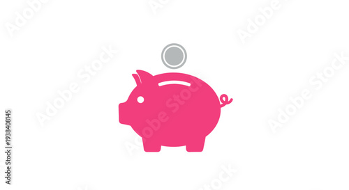 Pink Pig Saving Money Concept.