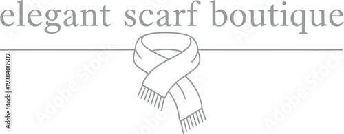 Minimalist logo design featuring elegant scarf boutique text and simple line art graphic