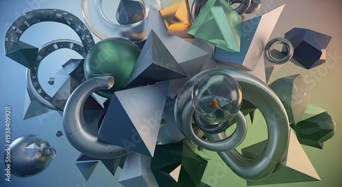 Abstract 3D Shapes and Metallic Objects