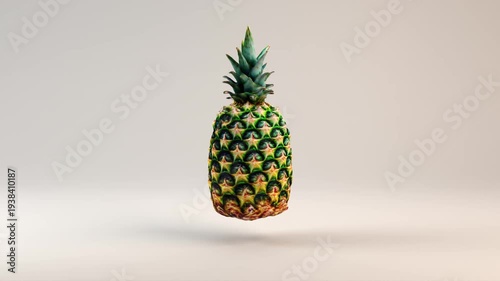 Modern presentation of pineapple. Floating pineapple with warm lighting 