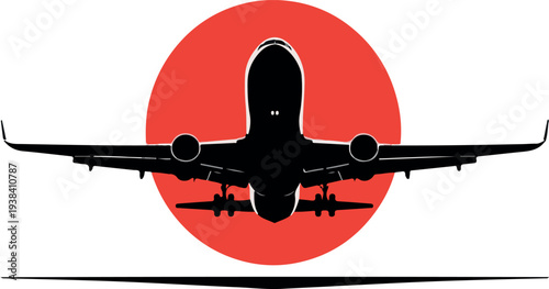 Soaring Silhouette: An aircraft gracefully ascends against a vibrant sunset, embodying the spirit of travel and the wonders of flight. 