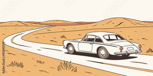 A vintage car race on a dusty track with spectators watching from the sidelines Vector