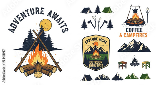Adventure Awaits Coffee Campfires Outdoor Exploration.