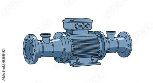 Heavy duty industrial electric water pump motor with blue metallic finish used for large scale irrigation or fluid transport.