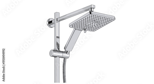 Modern high-end chrome shower system with a square rain head and a handheld sprayer for a contemporary bathroom design.