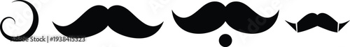 Stylish Mustache Icon Set Featuring Classic, Curled, Handlebar, and Vintage Beard Style Silhouette Elements for Barber and Grooming Design