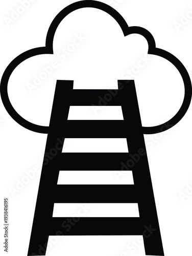 Oil Rig with Cloud Icon Vector.