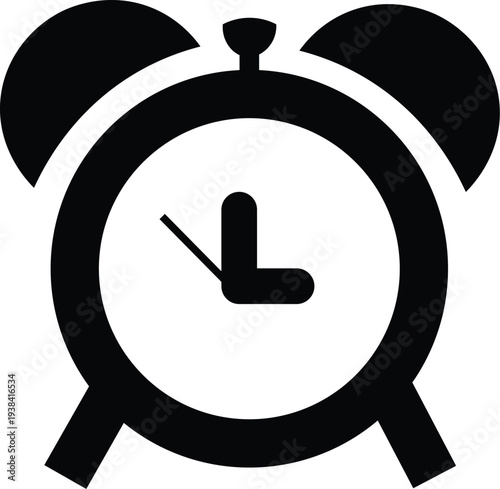 Alarm Clock Solid Icon.