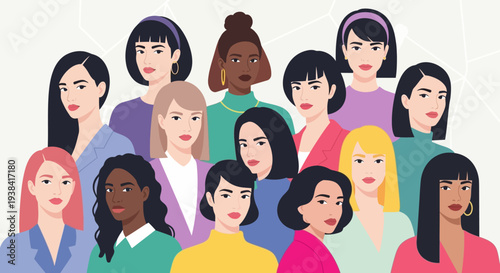 Diverse group of women celebrating equality and empowerment together.