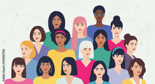 Diverse group of women celebrating equality and empowerment together.