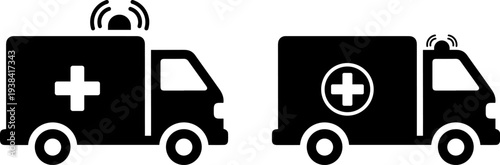 Ambulance icons with medical cross symbol