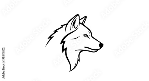Wolf Head Side Profile Illustration.