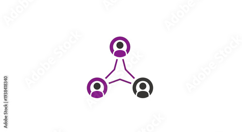Three connected people icons teamwork.