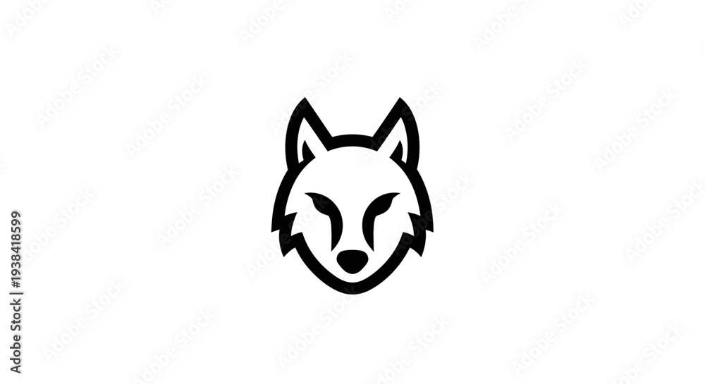 Fototapeta premium Wolf head logo design icon black.