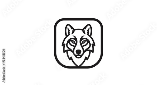 Wolf head in black and white.