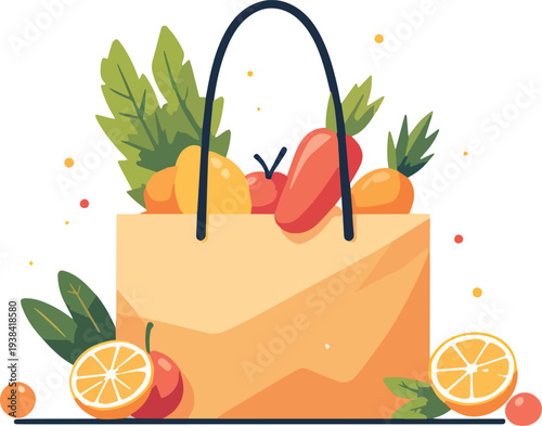 sacco sacchetto di frutta verdura cibo alimenti vettoriale	