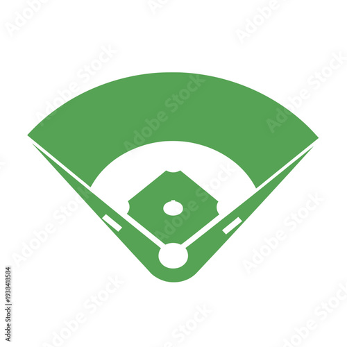 Baseball field icon green silhouette