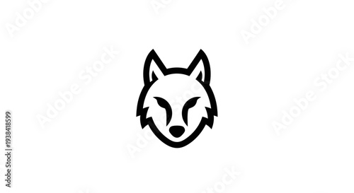 Wolf head logo design icon black.