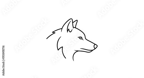 Wolf head profile line drawing.