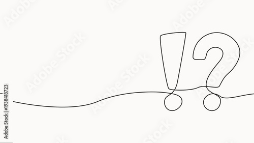 Question and exclamation mark continuous one line drawn animated video, Question mark one line art animation, hand drawn asking sign, Full length one line animation