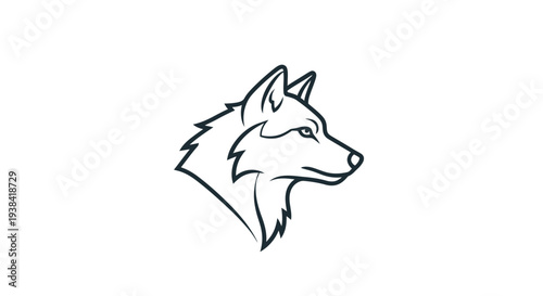 Wolf head profile line drawing animal.