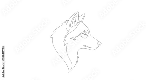 Wolf head profile line drawing animal.