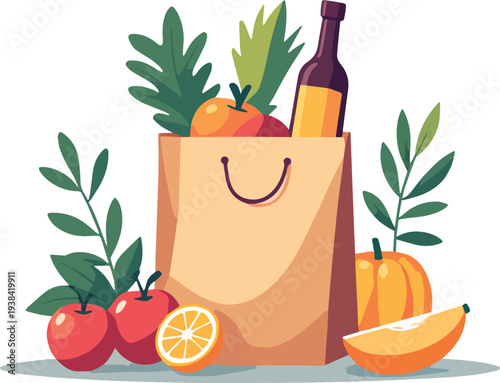 sacco sacchetto di frutta verdura cibo alimenti vettoriale	