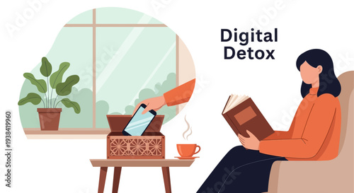 Woman Reading a Book on Sofa.