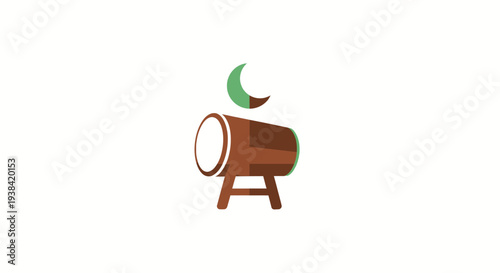 Wooden Barrel on Stand with Leaf.