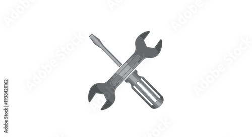 Wrench and screwdriver crossed tools.