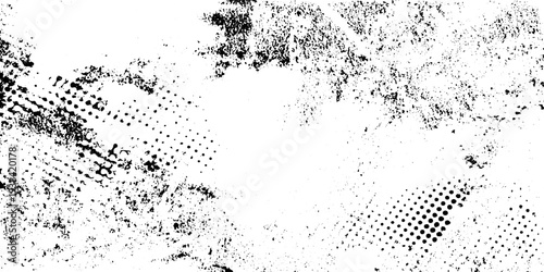 Abstract Halftone Dot Texture in Black and White with Grunge Speckle Overlay and Rough Distressed Pattern.