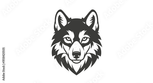 Wolf head with sharp teeth and eyes.