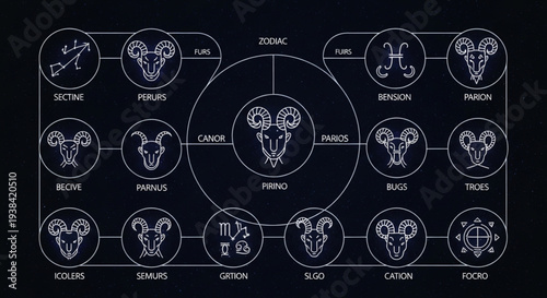 Astrology Zodiac Signs Constellations Celestial Symbols.