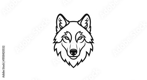 Wolf head with sharp teeth and eyes.