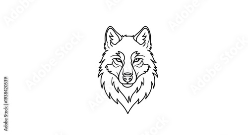 Wolf head with sharp teeth looking.