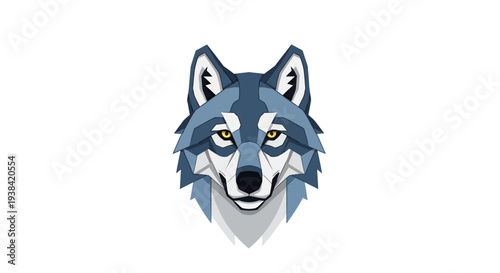 Wolf head with yellow eyes staring.