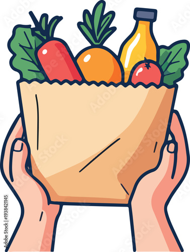 sacco sacchetto di frutta verdura cibo alimenti vettoriale	