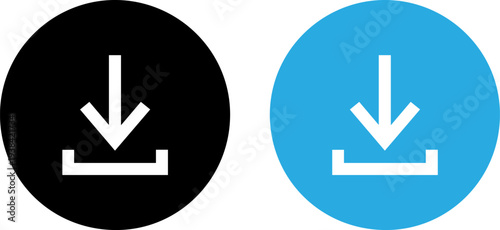 Download icons in black and blue for business or web design projects