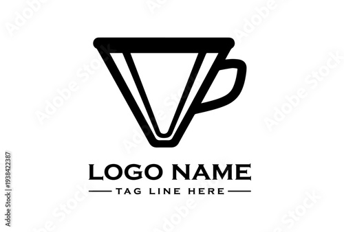 Coffee Dripper Brewing Logo Icon for Specialty Coffee Shop, Barista Hand Drip Brewing Brand Identity Symbol
