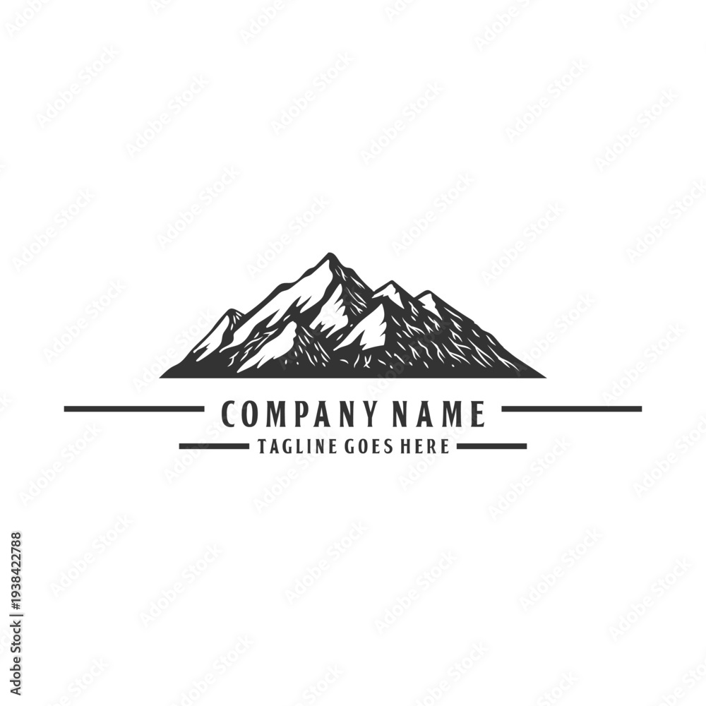 Naklejka premium Vintage Mountain Range Logo Design For Adventure Brand