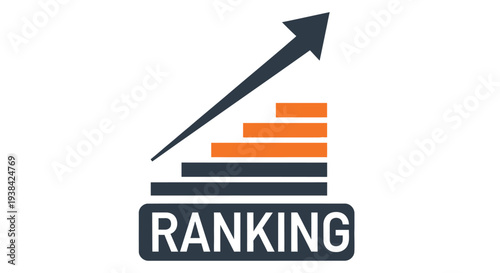 Ranking graphic with an upward arrow and stacked bars representing growth